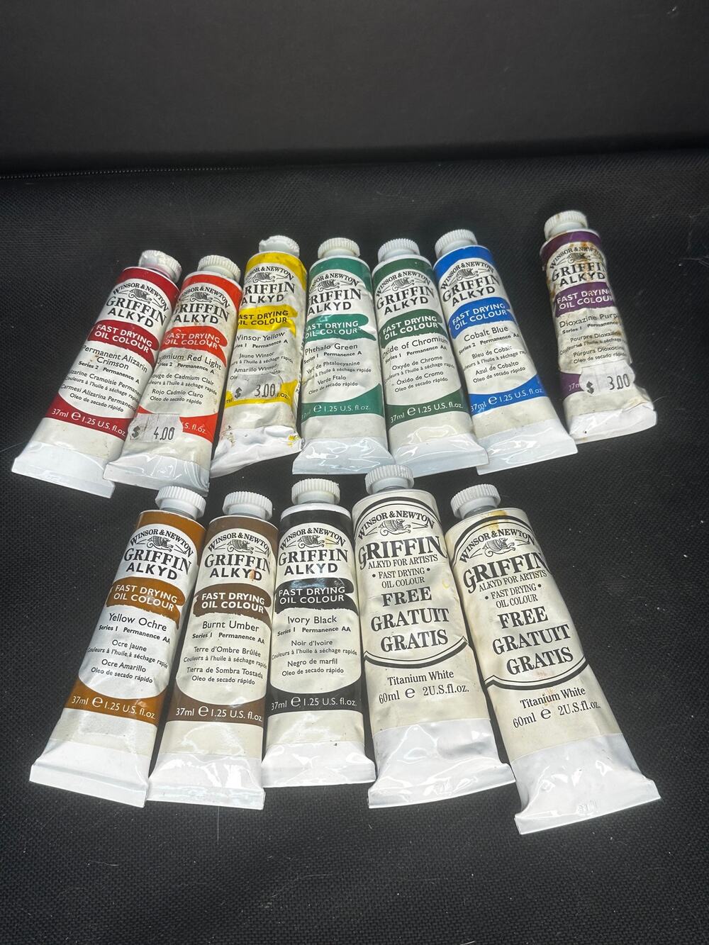VTG (12) Windsor & Newton Griffin Alkyd Fast Drying Oil Colors All useable